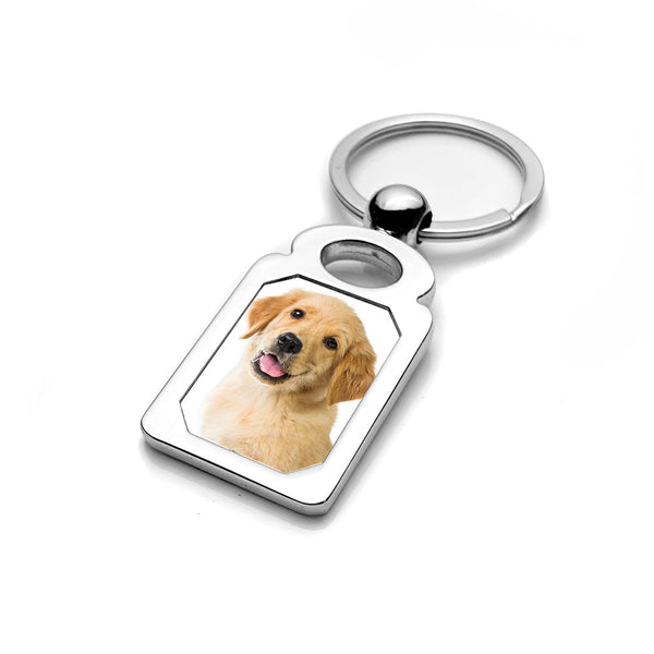 Stainless Steel Engravable Rectangle Photo Laser Keychain