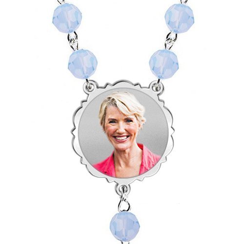 Sterling Silver Scalloped Round Rosary Bead Necklace