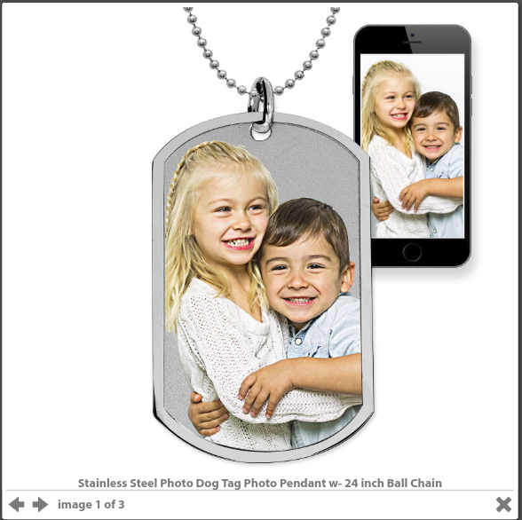 Stainless Steel Photo Dog Tag Photo Pendant w- 24 inch Ball Chain