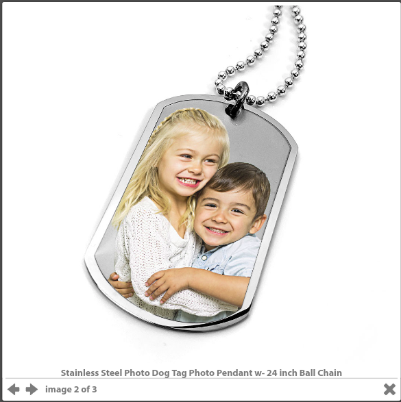Stainless Steel Photo Dog Tag Photo Pendant w- 24 inch Ball Chain