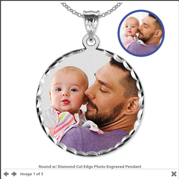 Copy of Round w/ Diamond Cut Edge Photo Engraved Pendant