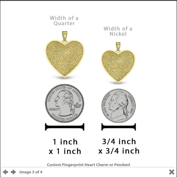 Custom Fingerprint Heart Charm or Pendant