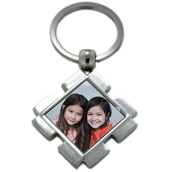 Stainless Steel Engravable Square Photo Laser Keychain