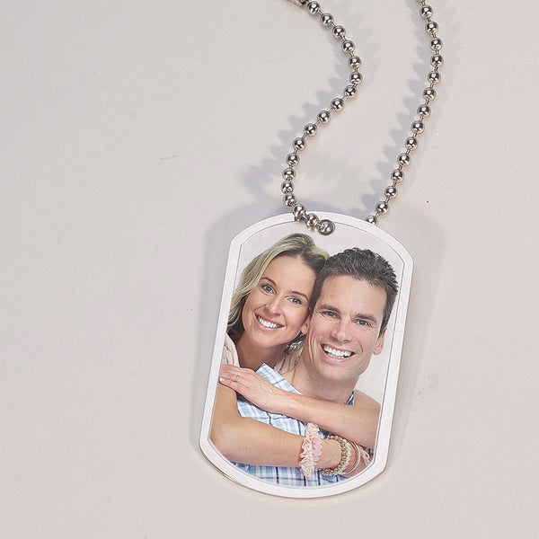 Stainless Steel Photo Dog Tag Keychain