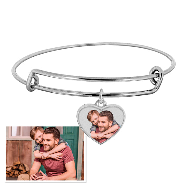 Expandable - Photo Charm Heart Expandable Bracelet